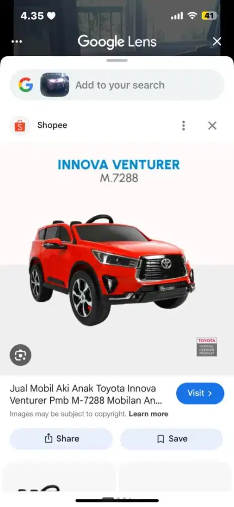 Jual mobil listrik model fortuner merah