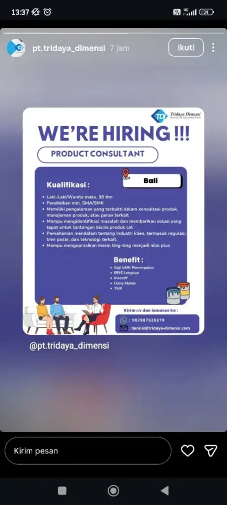LOWONGAN KERJA ~ PRODUCT CONSULTANT