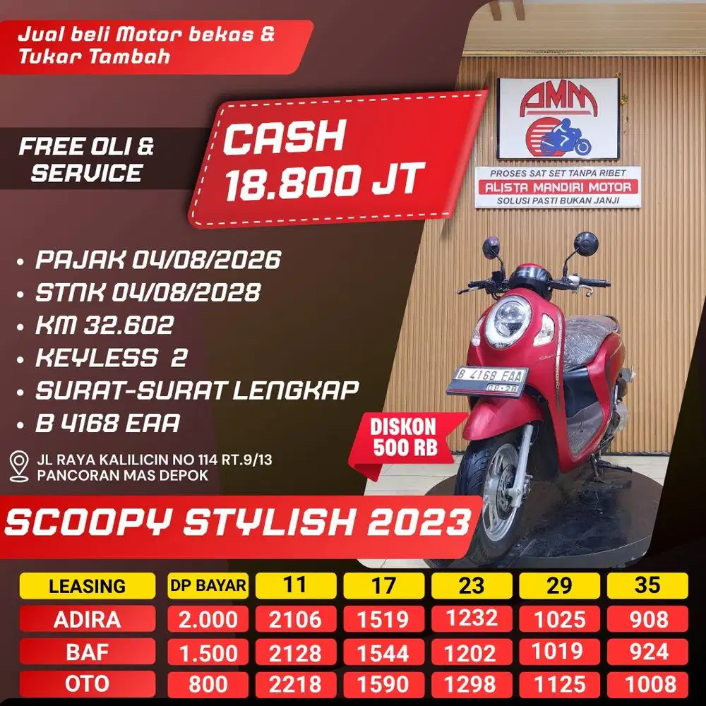 SCOOPY STYLISH 2023 PAJAK HIDUP CASH / KREDIT SPAYLATER CC 0% ALISTA