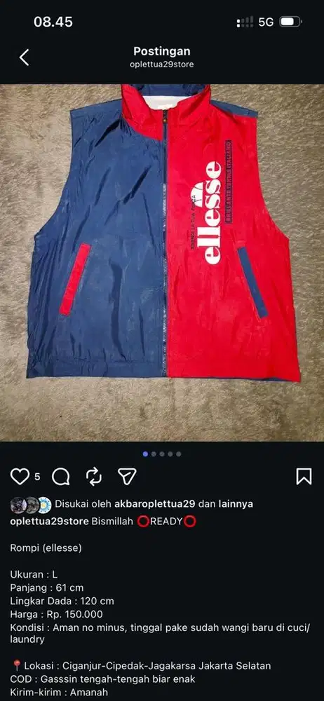 jaket ellesse warna merah