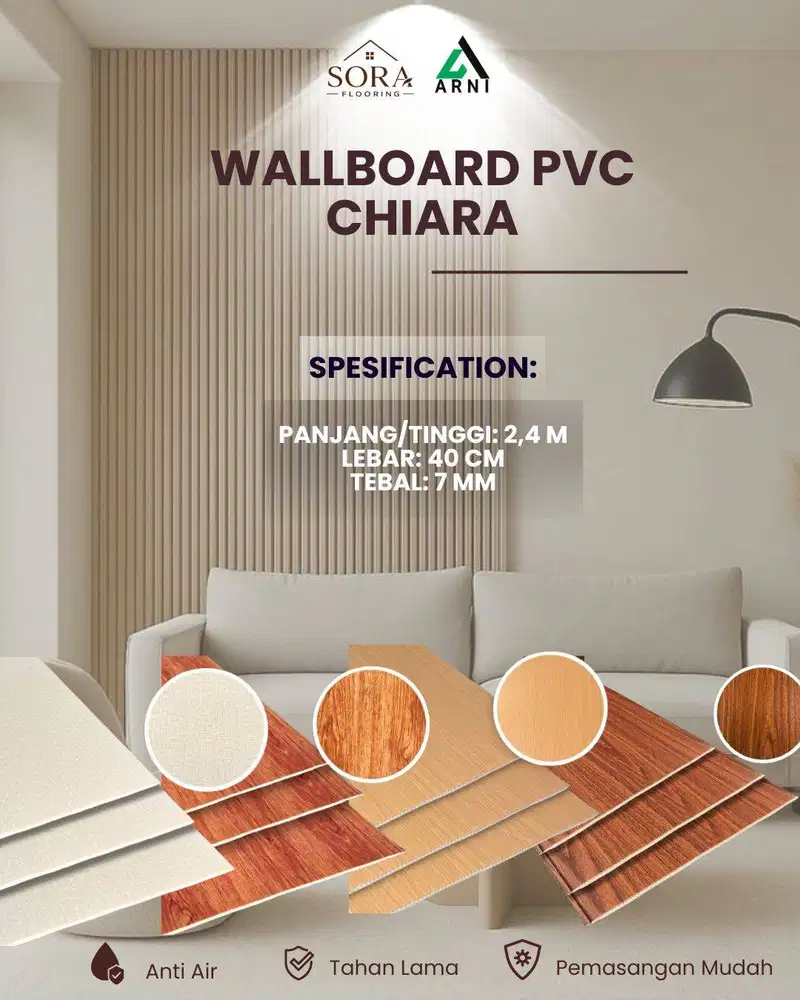 Wallboard PVC Chiara ukuran 2,4 m Anti Rayap Harga Per lembar