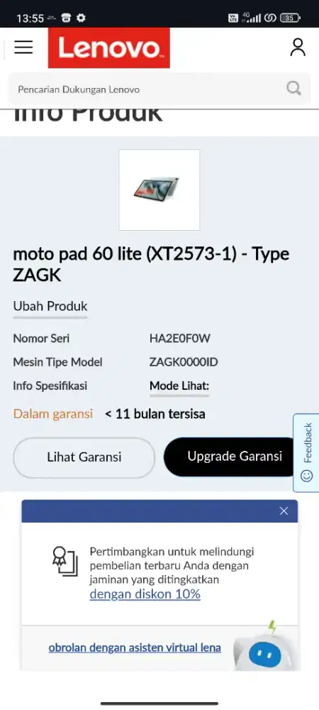 MOTOROLA MOTO PAD 60 LITE FULLSET LIKE NEW