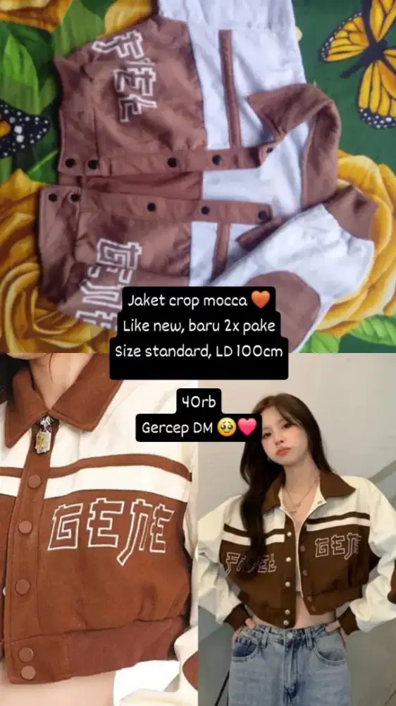 jaket crop wanita, model baseball