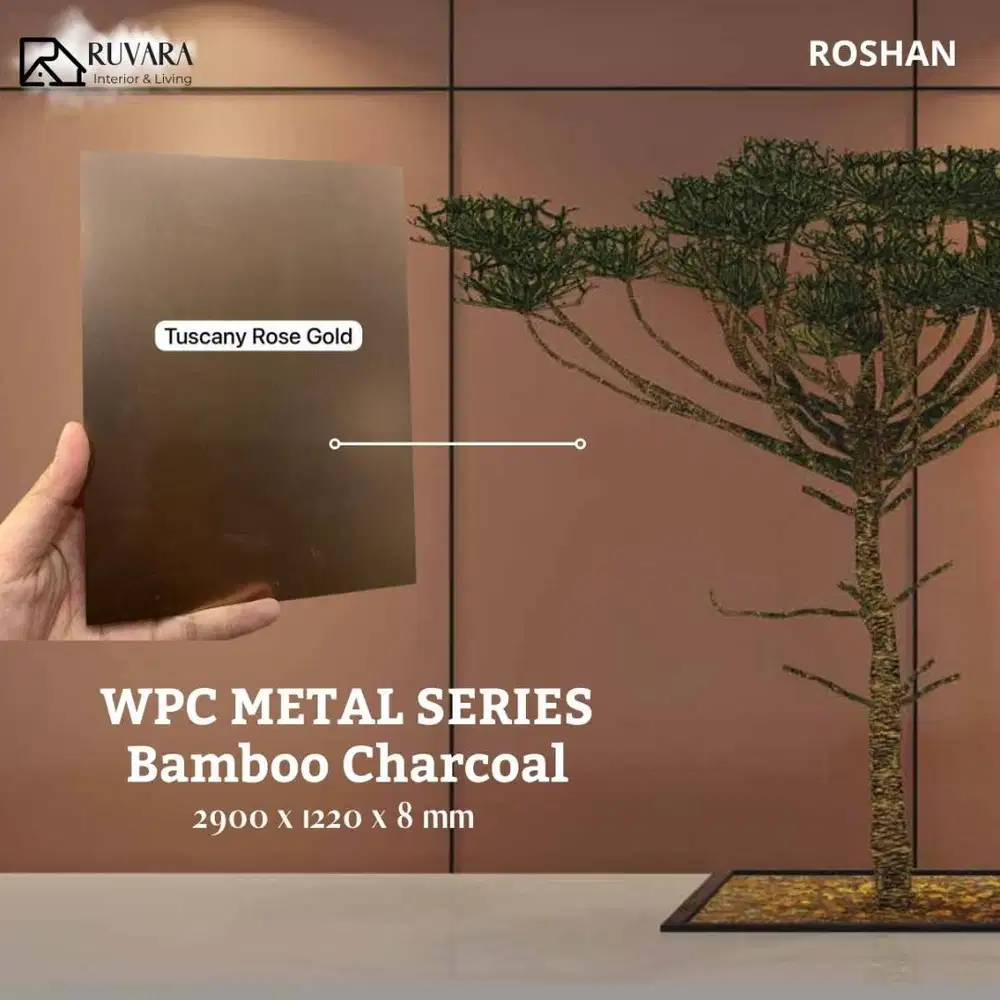 Wallboard Roshan WPC METAL SERIES Bamboo Charcoal 2900 x 1220 x 8 mm