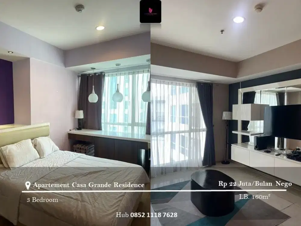 Disewakan Apartement Casa Grande Residence 3BR Full Furnished