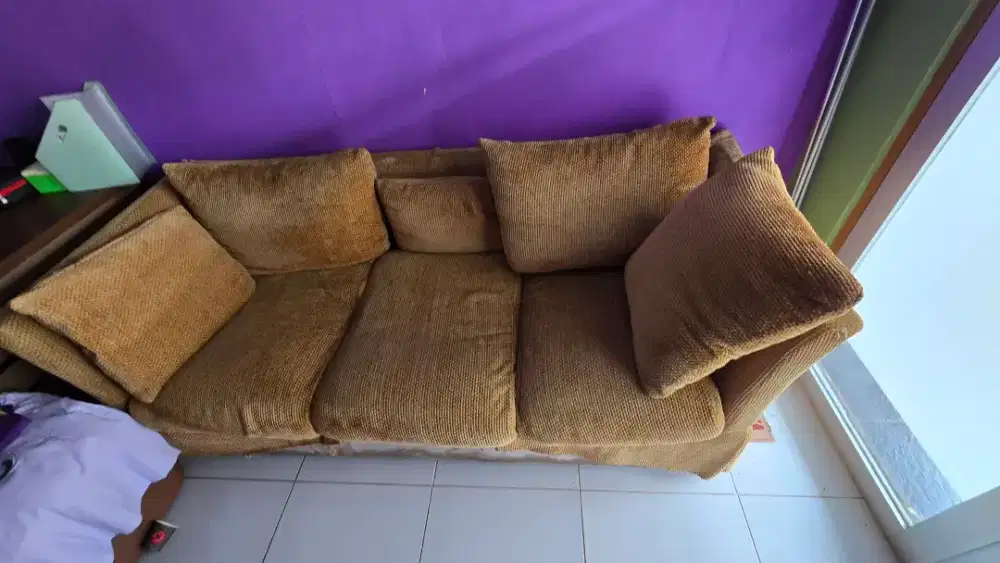 Sofa Korduroi 3 Dudukan Super Nyaman - Preloved Terawat (Tutup Toko)