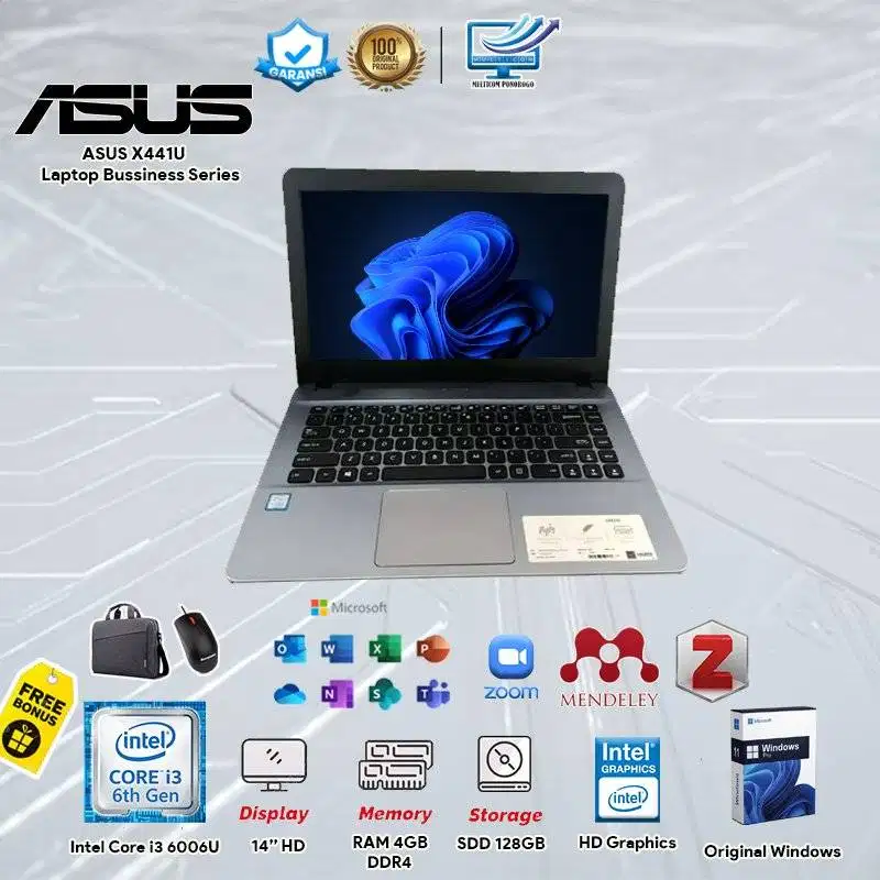 Laptop ASUS X441U SSD RAM DDR4 Mulus Terjangkau Siap Pakai