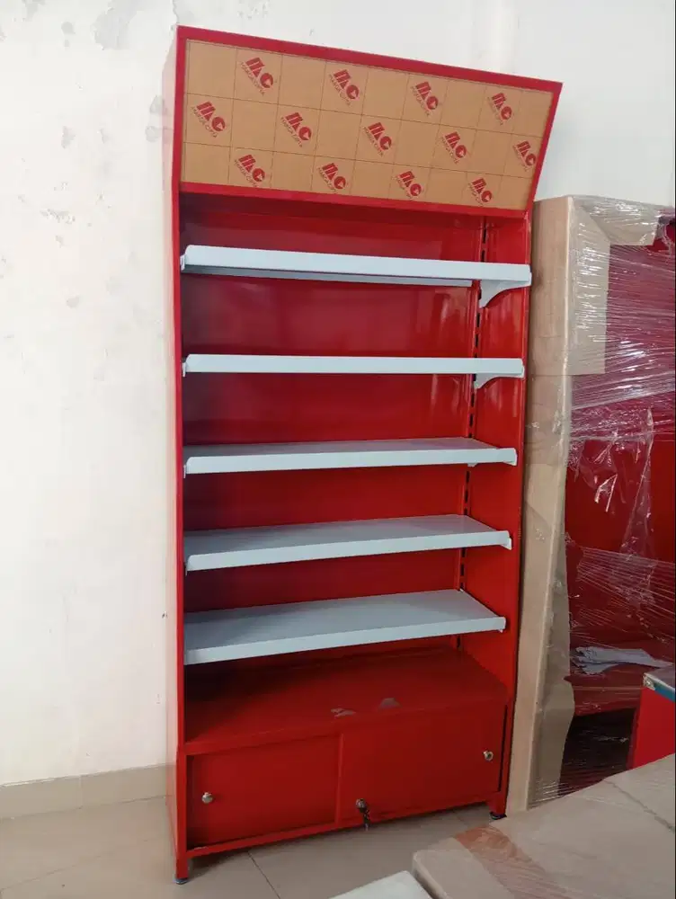 backwall display serbaguna bekas murah plat besi kokoh
