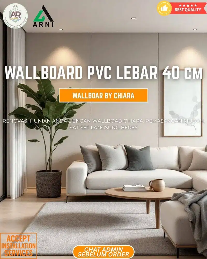 Wallboard PVC Chiara | Lebar 40 cm | Dekorasi Dinding Anti Rayap & Ant