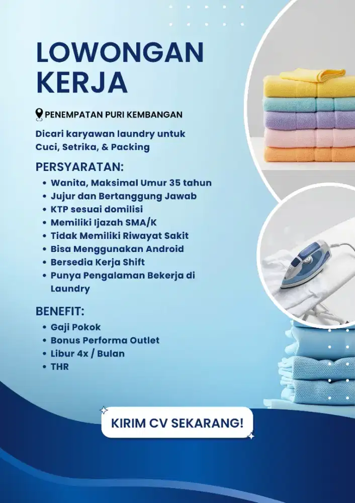 Lowongan Pekerja Laundry Kiloan