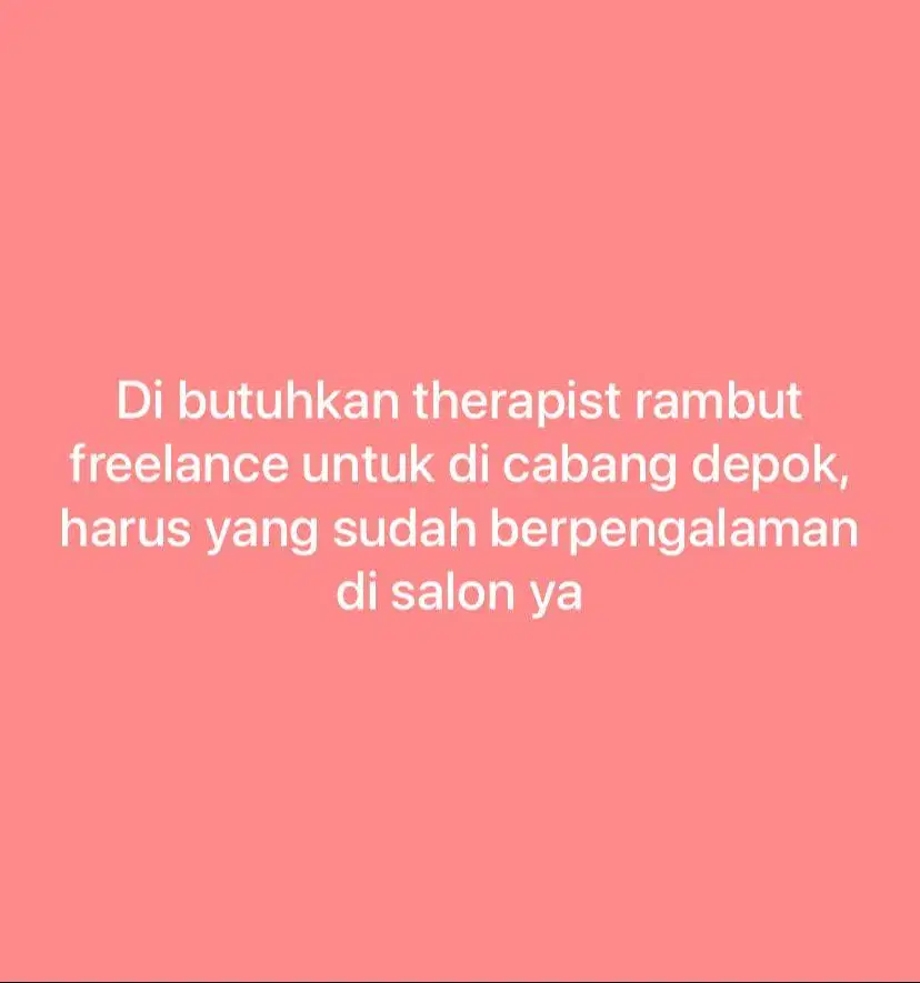 LOWONGAN FREELANCE THERAPIST