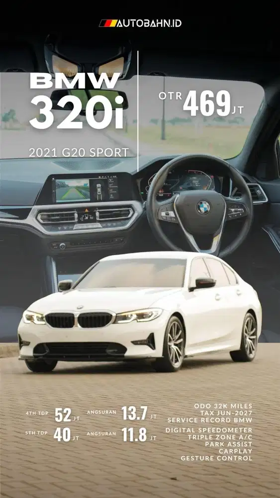 BMW 320i Sport 2021 New Model (G20) White Warranty! C200 x1