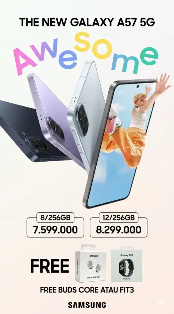 NEW SAMSUNG GALAXY A57 5G FREE BUDS CORE/FIT3 CICILAN MULAI 600 RIBUAN