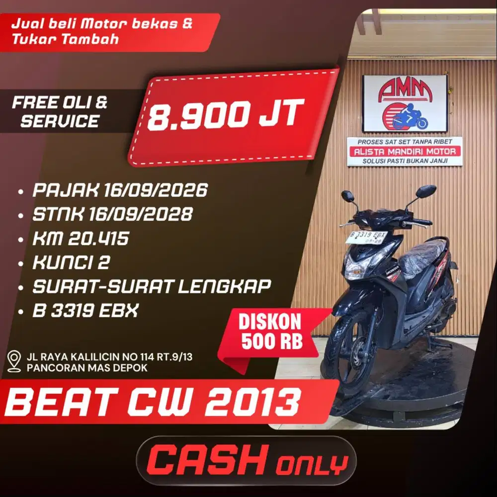 BEAT CW TH 2013 PAJAK ON BISA CASH/TUKAR TAMBAH/PAKAI CC/PAYLATER