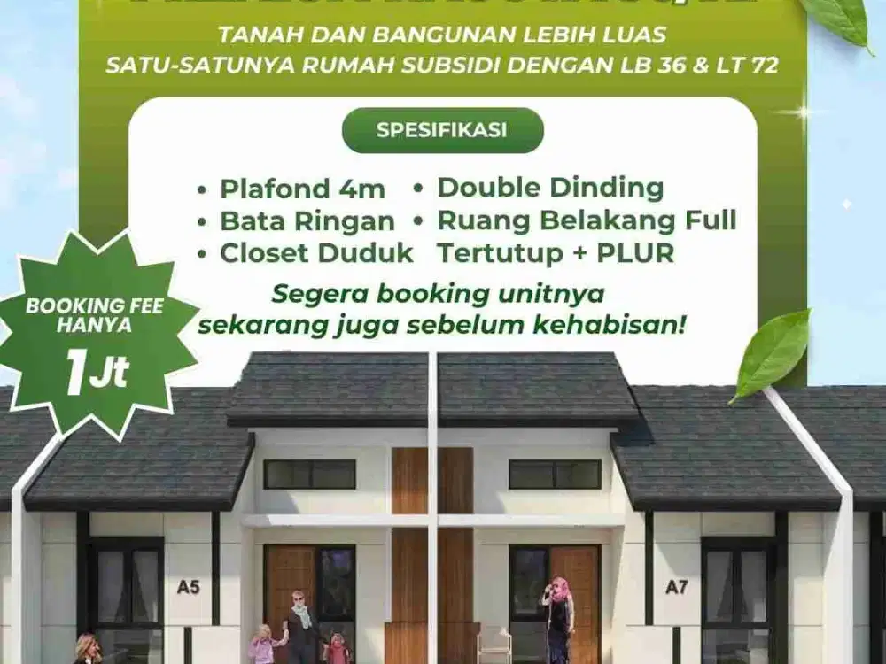 DIJUAL Type terbaru rumah subsidi di Riya Mulya Indah, Serang Baru, Cikarang Selatan, Bekasi