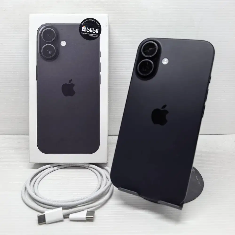 LIKE NEW! GARANSI ON IPHONE 16 128GB BLACK BLIBLI RESMI NO MINUS