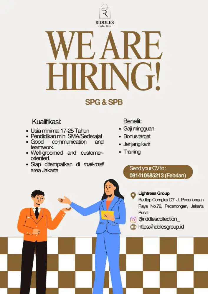 Di butuhkan segera SPG & SPB untuk area jabodetabek