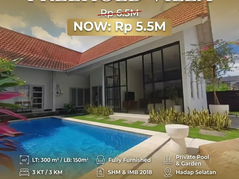 Villa Tropis Modern di Tumbak Bayuh, Pererenan, Canggu Bali
