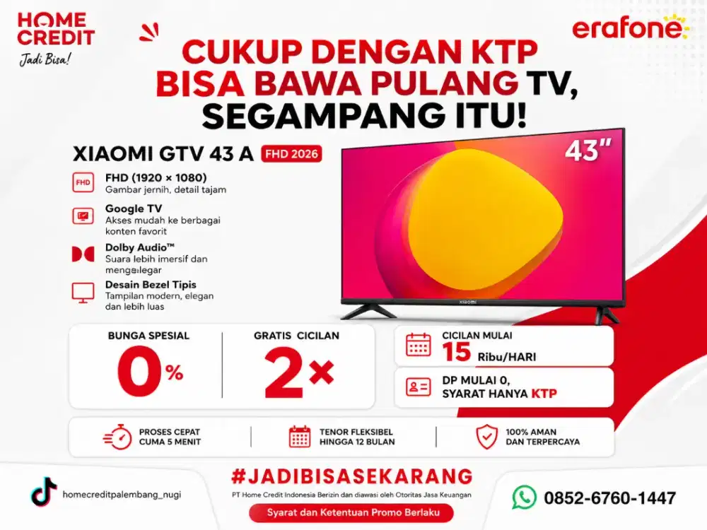 PROMO KREDIT TV XIAOMI GTV 43 A FHD 2026 TERMURAH SEKOTA PALEMBANG