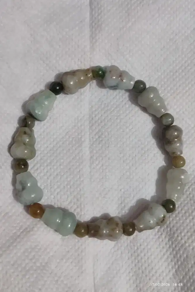 Gelang giok jadeite jade butir ukiran labu bukan bacan,ruby