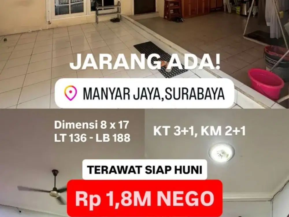 OWNER SERIUS JUAL! DIjual CEPAT Rumah manyar jaya