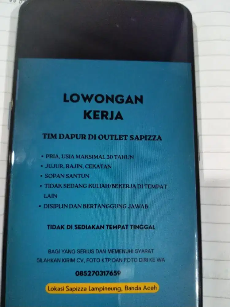 Lowongan team dapur