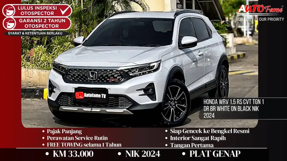 Honda WRV 1.5 RS CVT Tgn 1 Dr Br White On Black NIK 2024