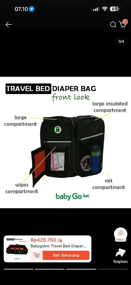 Travel bag diaper bag