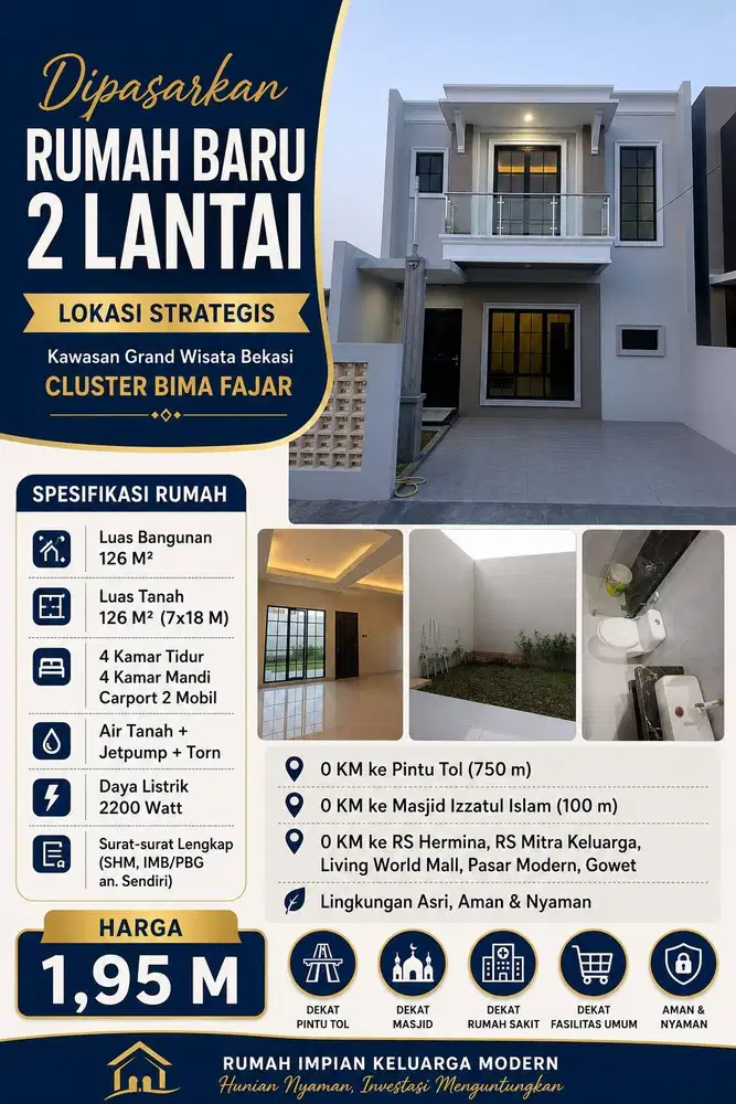 Rumah Baru Tanpa Indent di Cluster Terdepan Grand Wisata