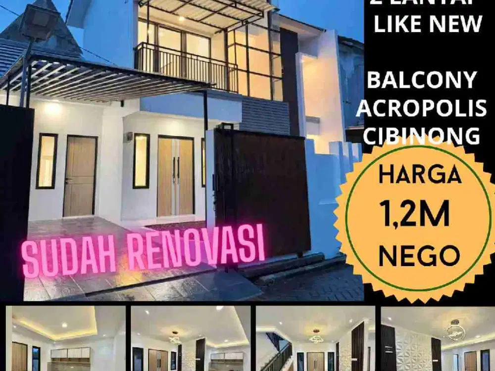 Rumah dijual cepat, sudah renovasi total seperti rumah baru dalam perumahan di Balcony Acropolis Cibinong Bogor