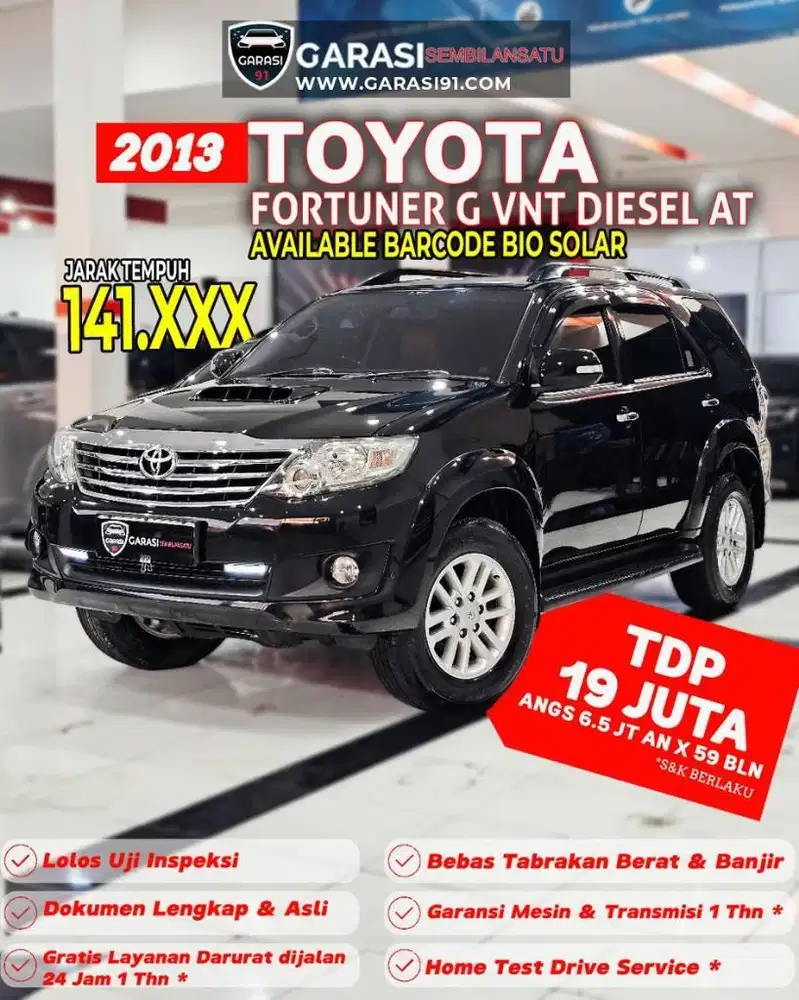 ‼️TDP 19 JT‼️TOYOTA FORTUNER G VNT DIESEL AT 2013