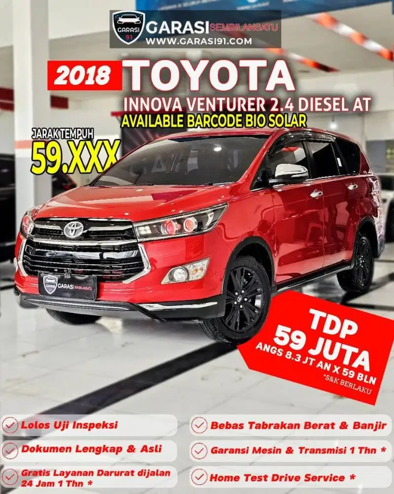 ‼️TDP 69 Jt‼️Toyota Innova Venturer Diesel At 2018 LOW KM