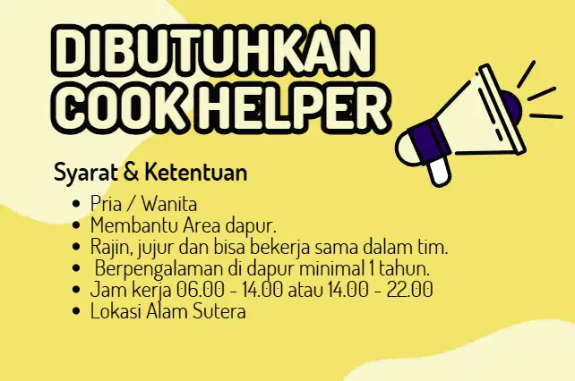Di Butuhkan Cook Helper