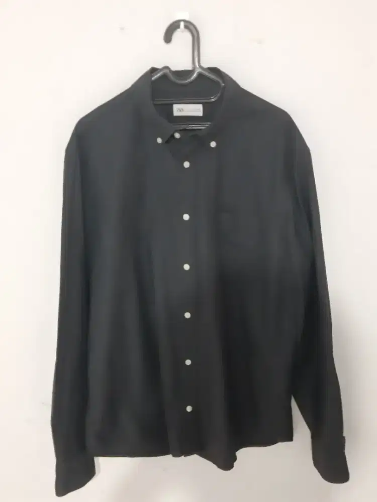 Kemeja ZARA MEN ORIGINAL Hitam Size L Made in Bangladesh Like New