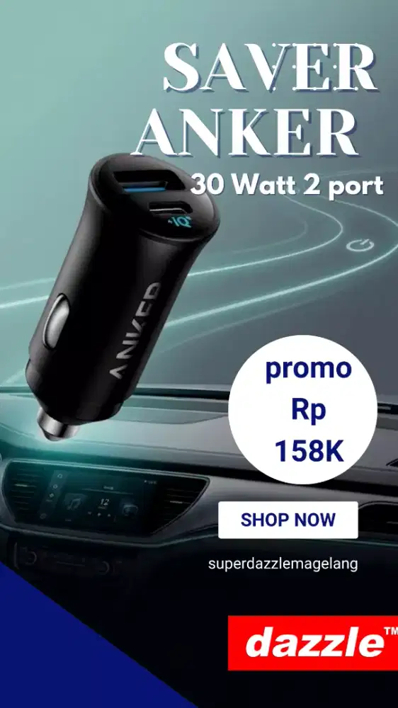 Saver anker car charger 30 Watt 2 port