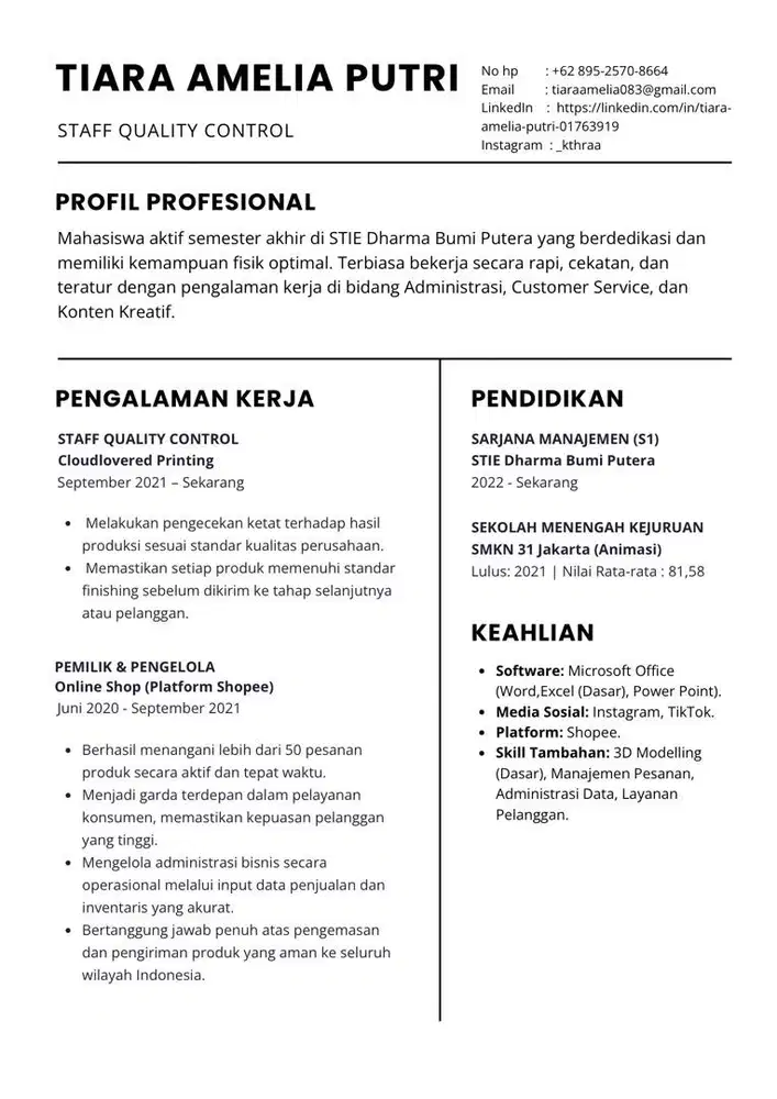 Mencari lowongan pekerjaan di bidang admin online shop , dan lain-lain