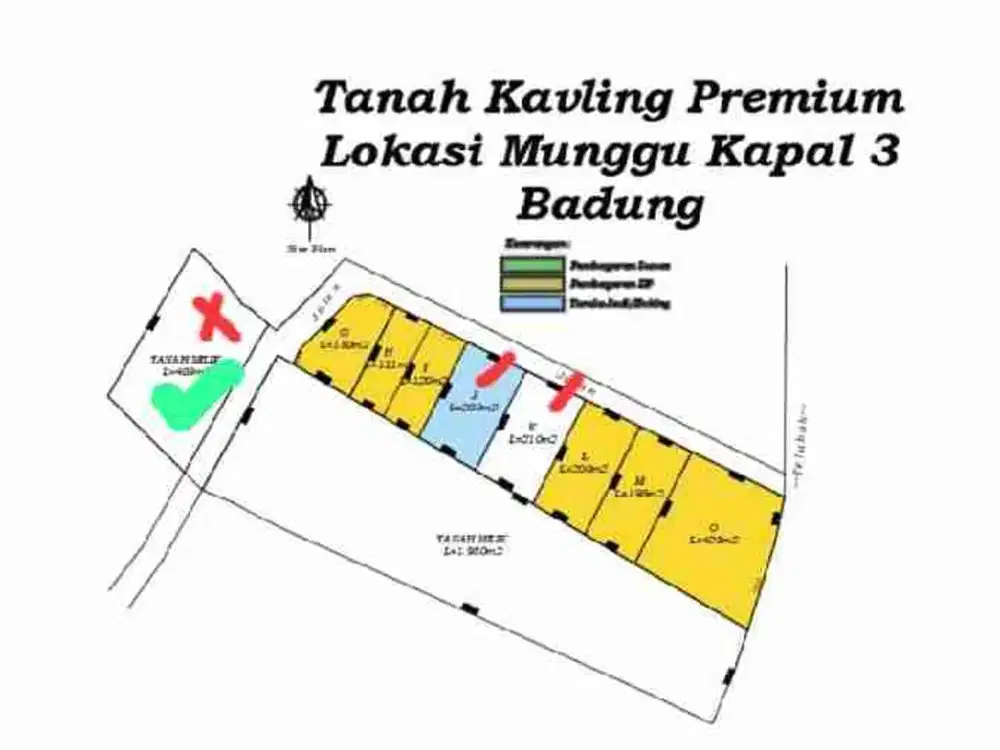 Lahan plot kecil munggu bantas zona Kuning lingkungan villa bebas banjir SHM
