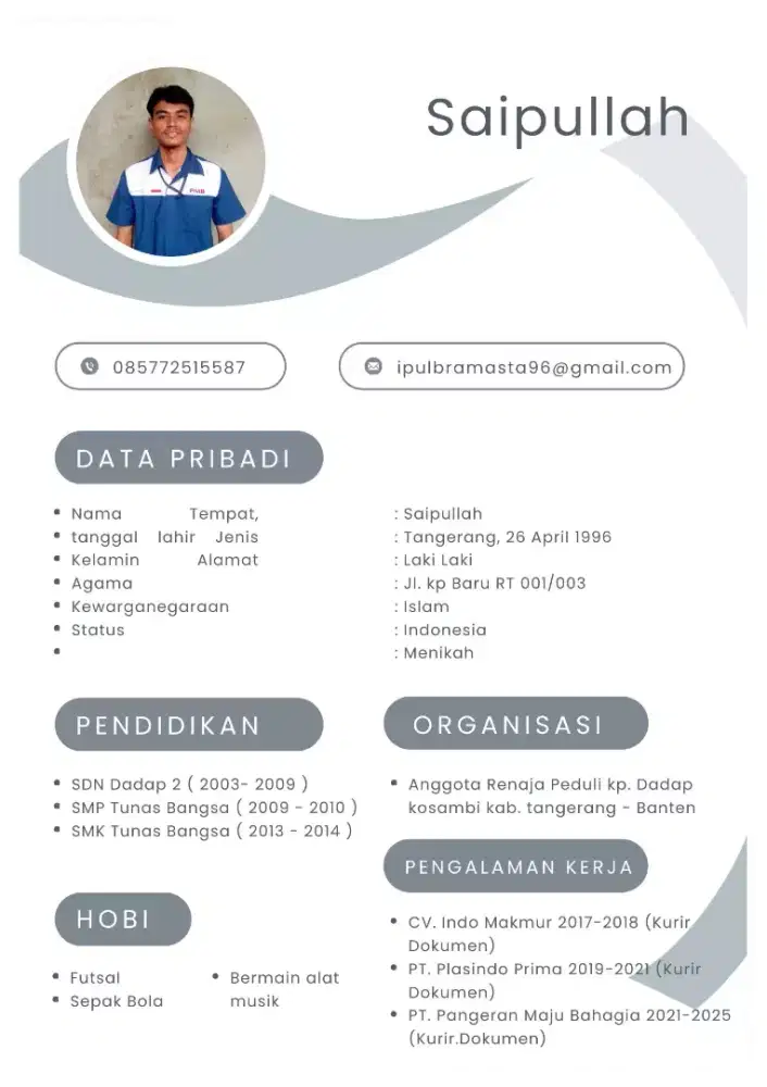 Cari pekerjaan di bagian Kurir Massenger / Kurir Dokumen.