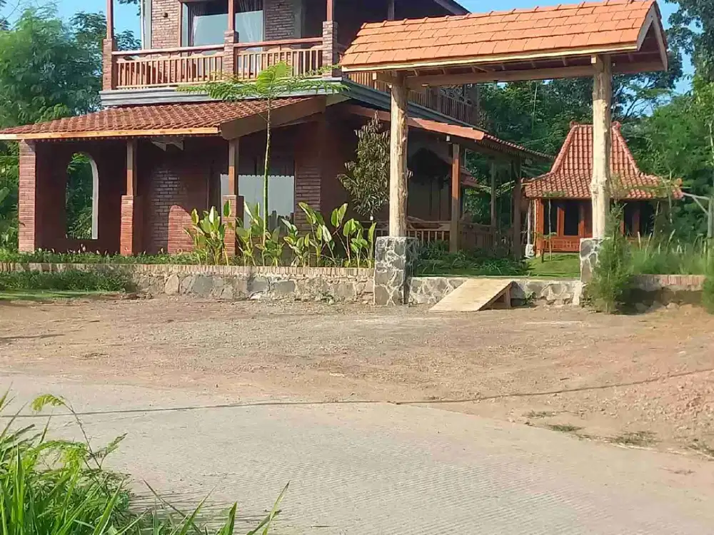 Di jual villa minimalis view gunung penanggungan dan sungai