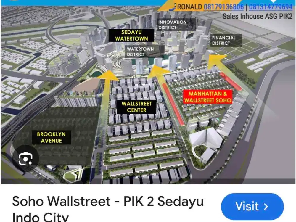 di sewakan kavling gandeng wallstreet pik2