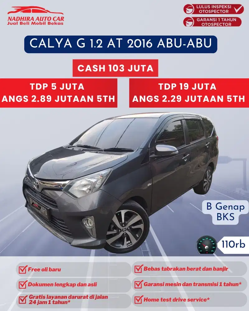 Angsuran 2 Jutaan Calya G 1.2 AT 2016 Abu