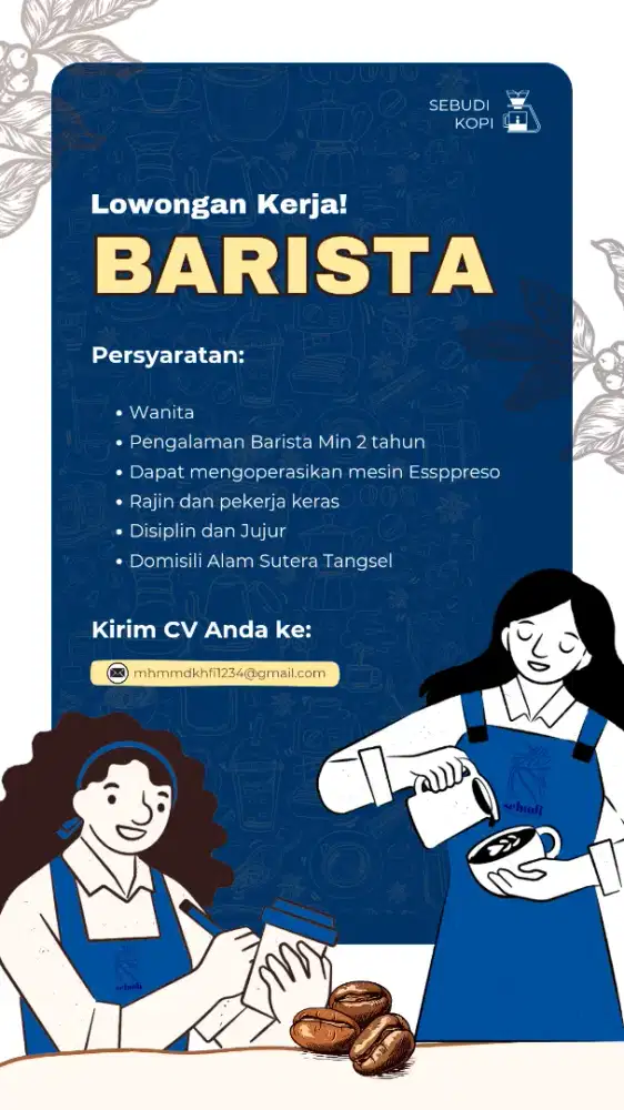 INFO LOKER BARISTA WANITA