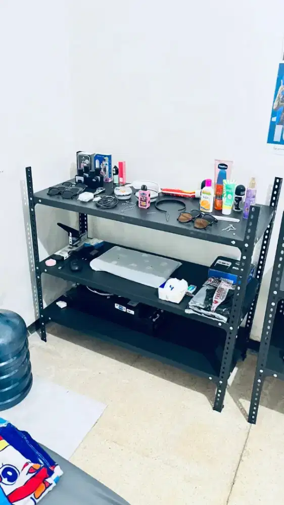 rak meja hitam 3 tingkat