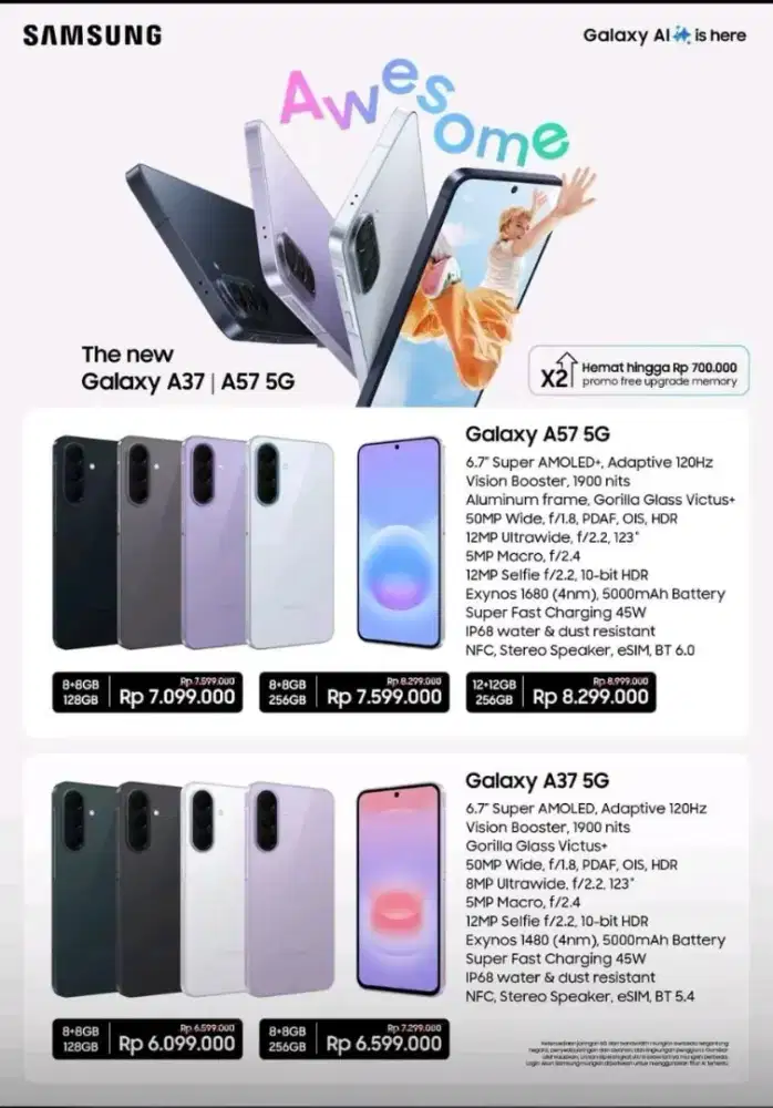 New galaxy a37 a57