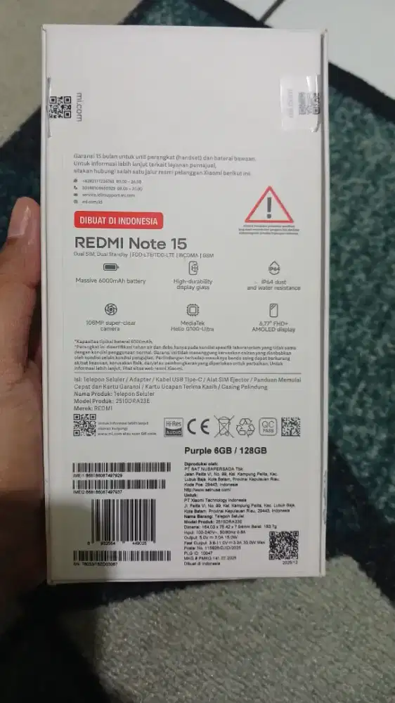 Jual cepat Xiaomi Note 15, second like new!!