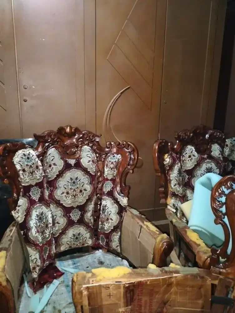 set kursi tamu jati Jepara asli siap pakai, cuci kain tambah busa
