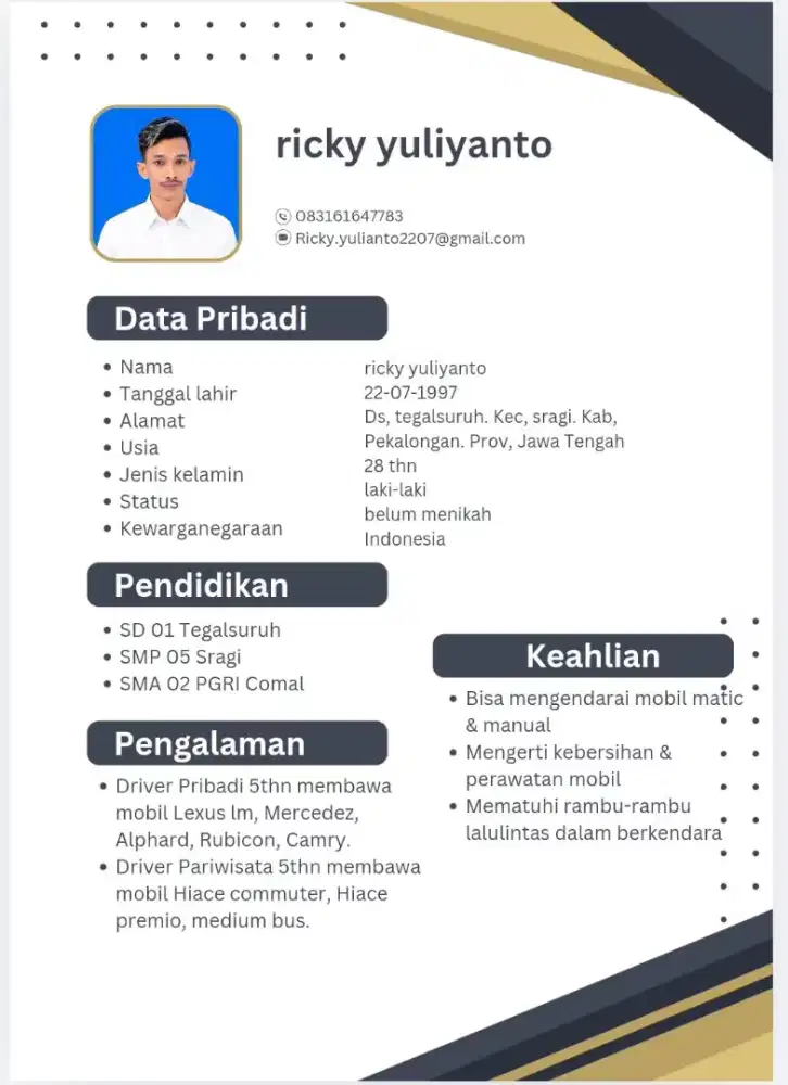Mancari pekerjaan driver pribadi