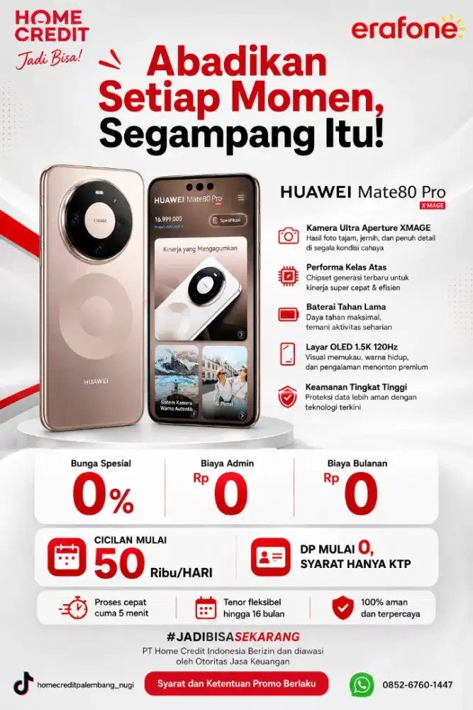 PROMO KREDIT CASH HP HUAWEI MATE80 PRO TERMURAH SEKOTA PALEMBANG