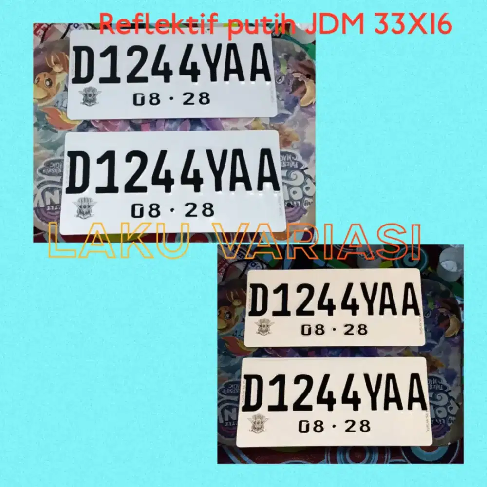 Plat mobil reflektif putih barcode custom JDM