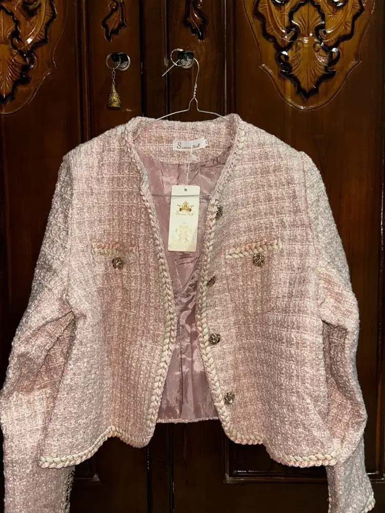 Blazer Pink Mewah Korea Style Elegan Wanita